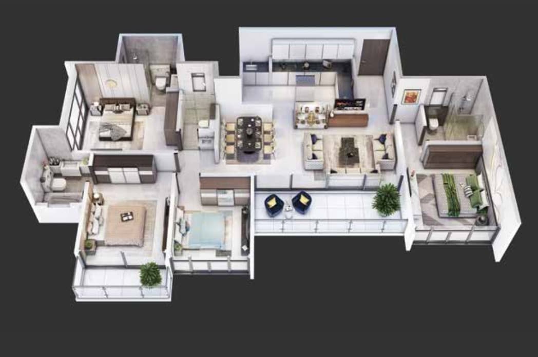 3 Bhk floor plan