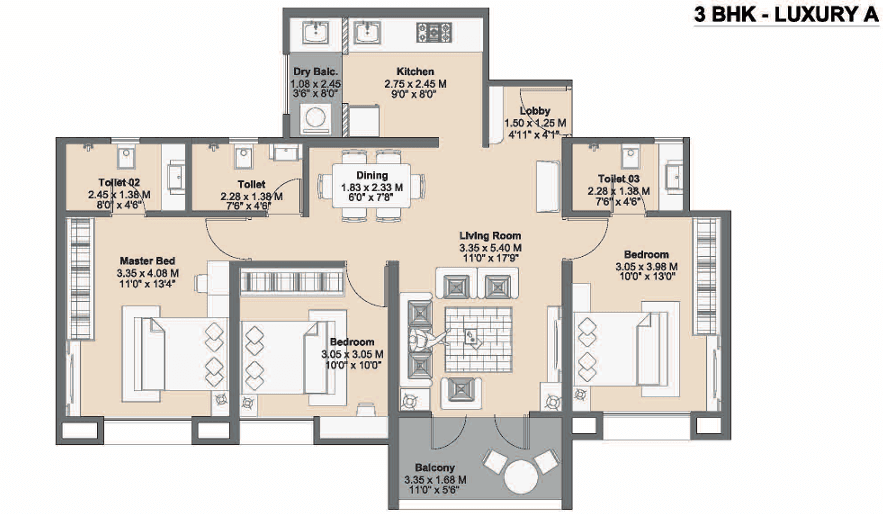 kohinoor riverdale in Kharadi - floor plan