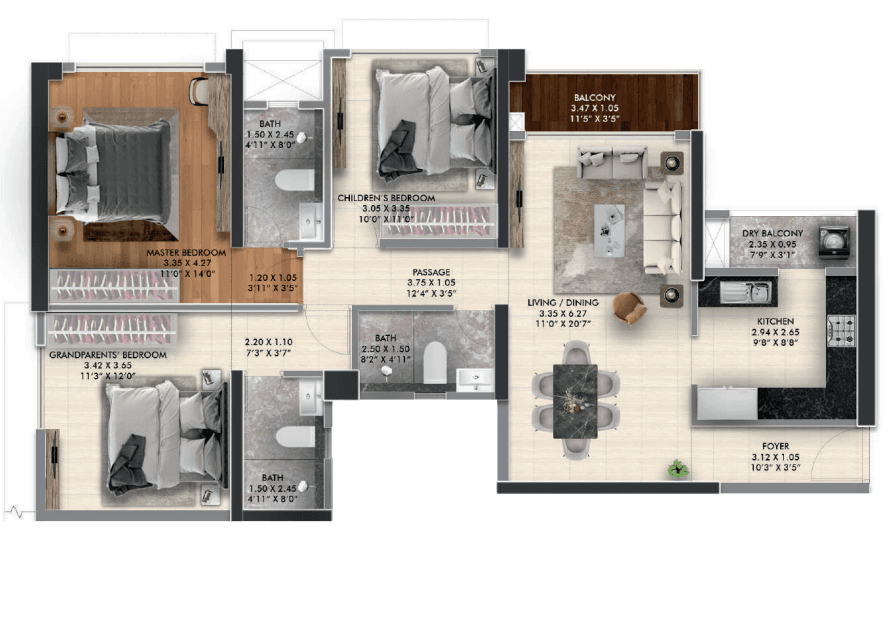 gera island of joy in Kharadi - floor plan