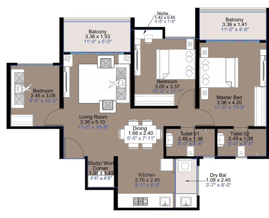 kohinoor central park in Hinjewadi - floor plan