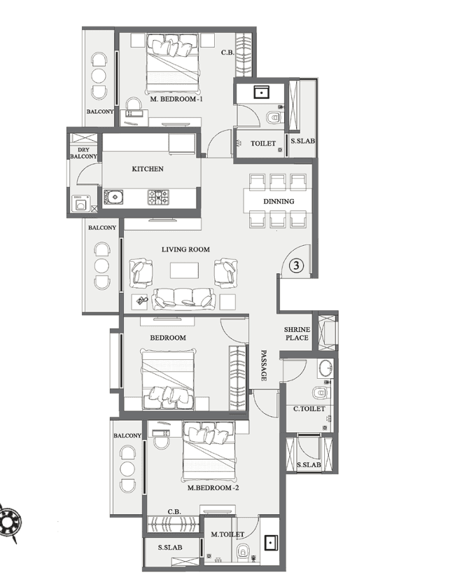 sheth vasant lawns in Majiwada - floor plan