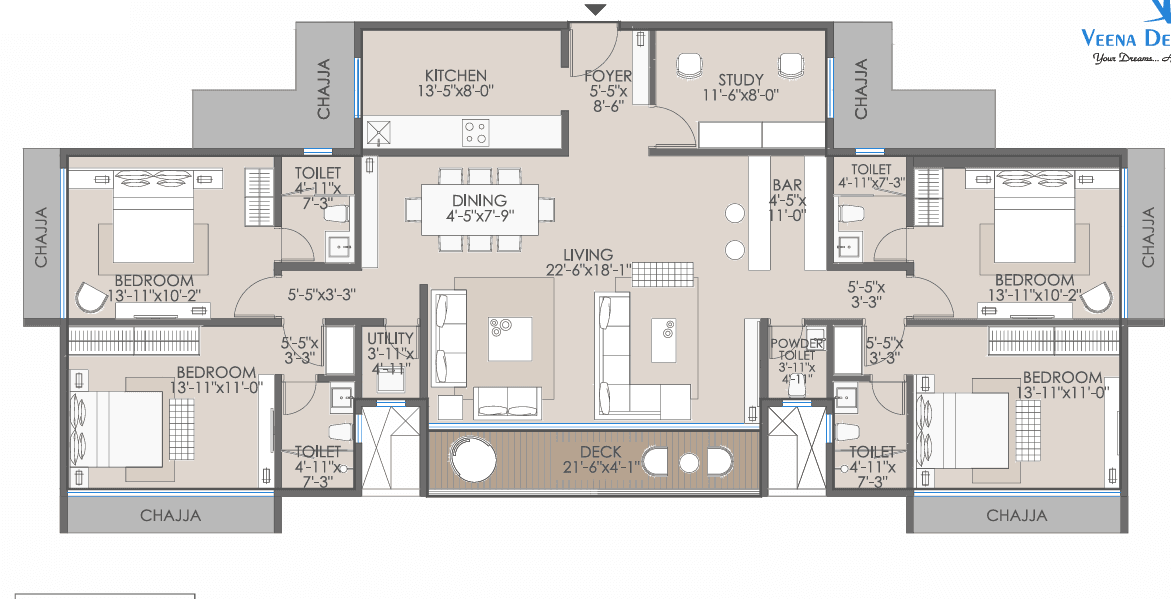 veena one luxe in Andheri - floor plan