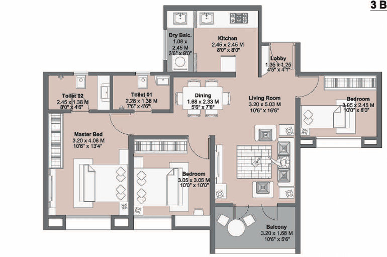 kohinoor riverdale in Kharadi - floor plan