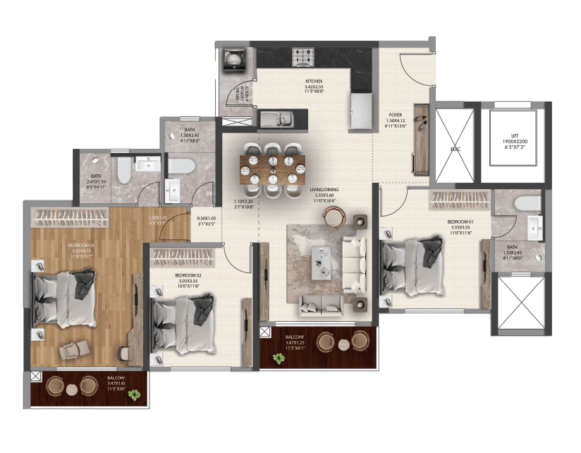 gera island of joy in Kharadi - floor plan