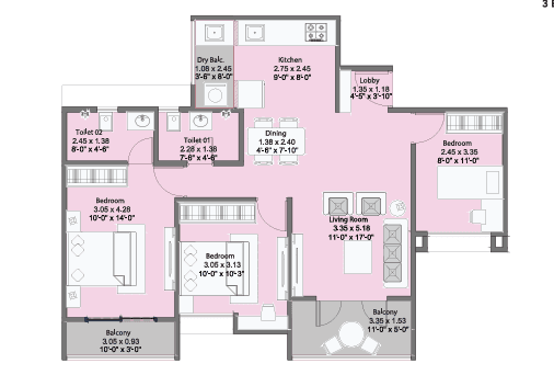 kohinoor viva pixel in Dhanori - floor plan