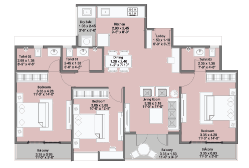 kohinoor viva pixel in Dhanori - floor plan