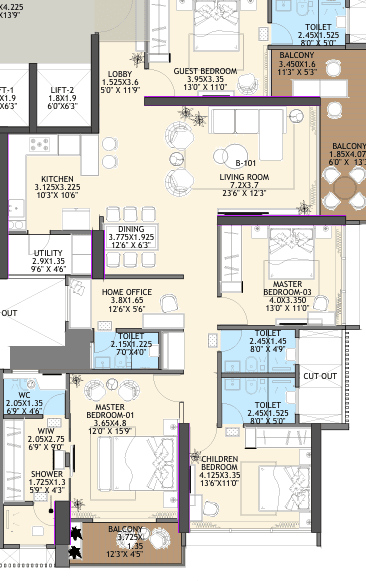 geol ganga platinum. in Kharadi - floor plan