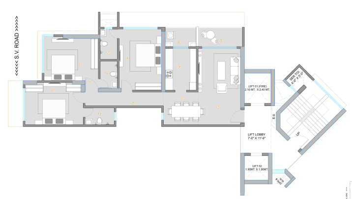 s raheja fairfeild in Khar - floor plan
