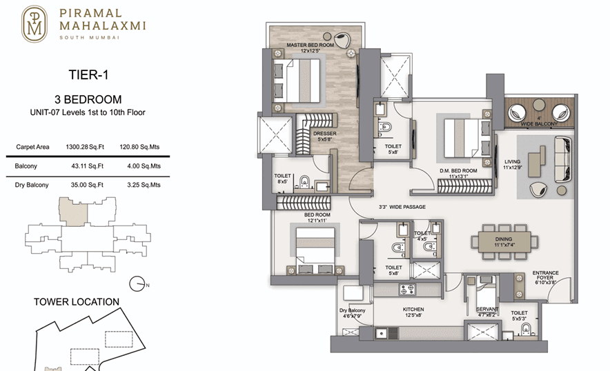 piramal mahalaxmi south tower in Mahalaxmi - floor plan