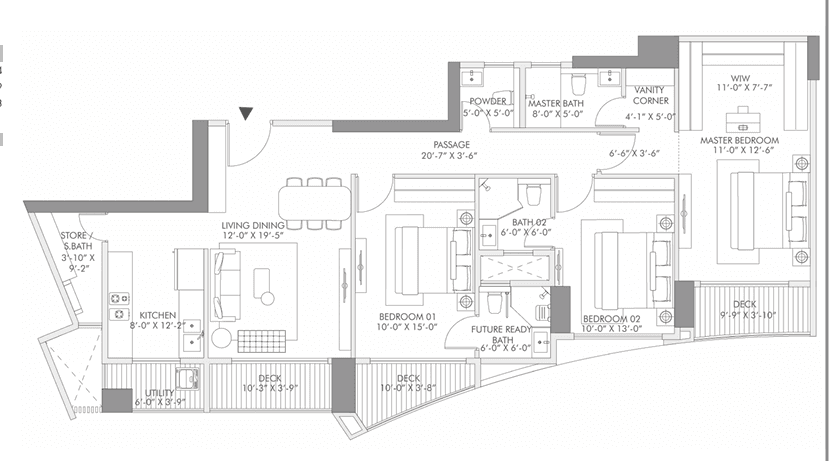 rustomjee 180 bayview in Dadar West - floor plan