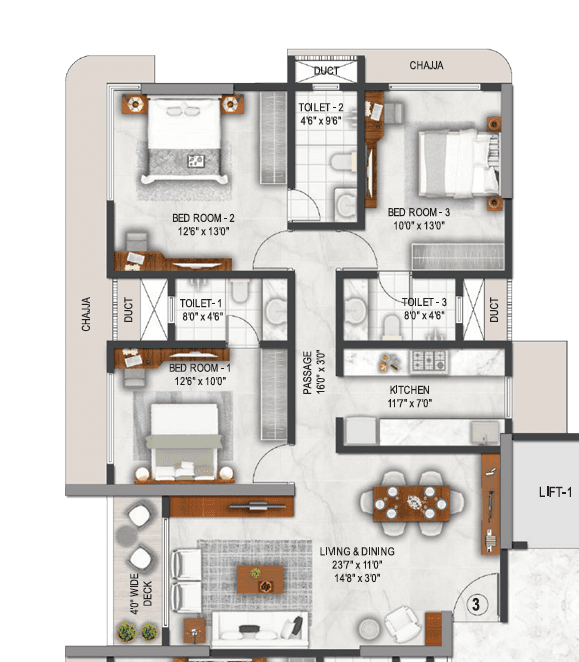 platinum avenue in Khar - floor plan