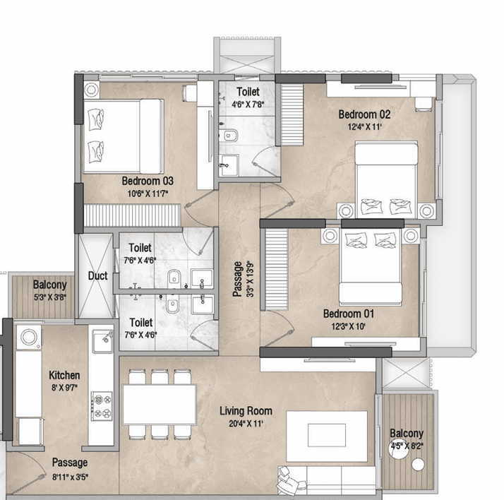 vascon one54 in Santacruz - floor plan